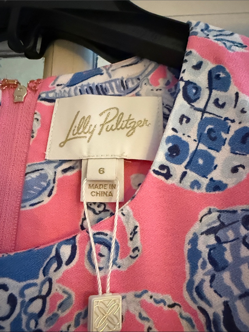 Lilly Pulitzer Pink and Blue Seashell Print Shift Dress - Picture 3 of 5
